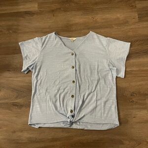 Light Blue Button-Down Women's Shirt With Tie-front